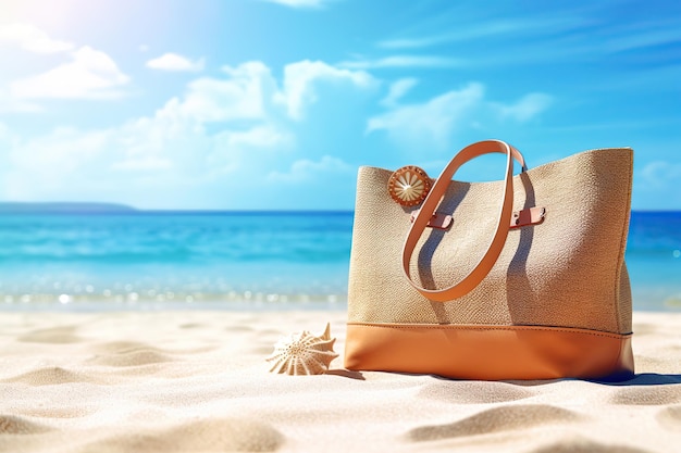 Borsa da spiaggia con accessori Ai sfondo estivo