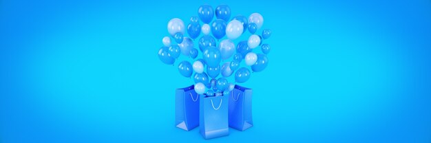 borsa e palloncini 3d rendering