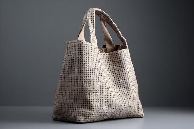 Borsa ecologica tessile su sfondo grigio chiaro Mock up per il design