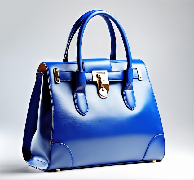 Borsa in pelle blu femminile lucida ed elegante