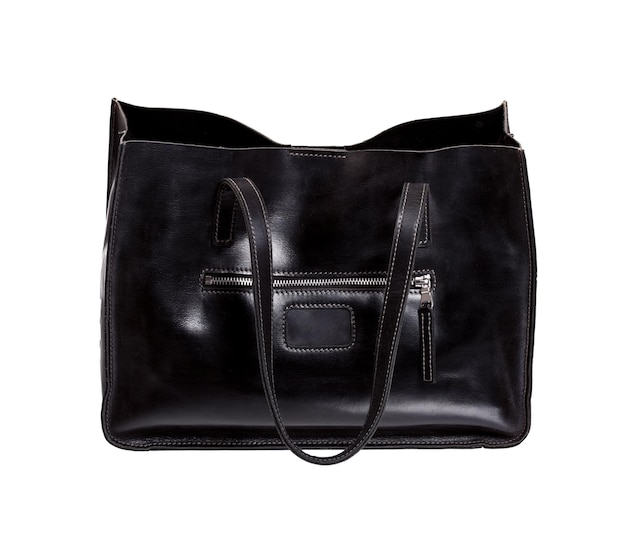 Borsa in pelle nera cluseup