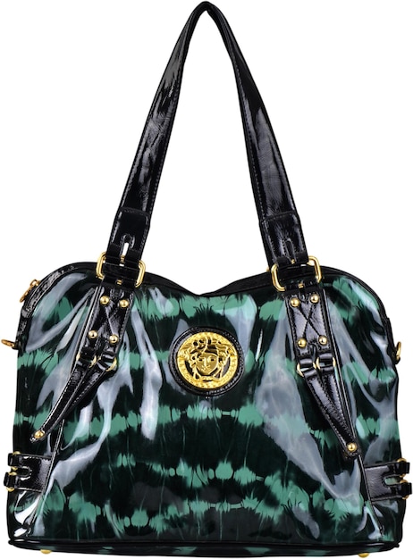 Borsa in pelle verde e nera - isolata