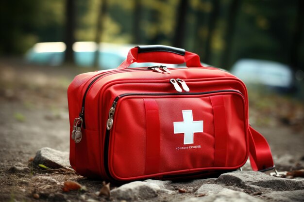 Borsa medica d'emergenza rossa all'aperto