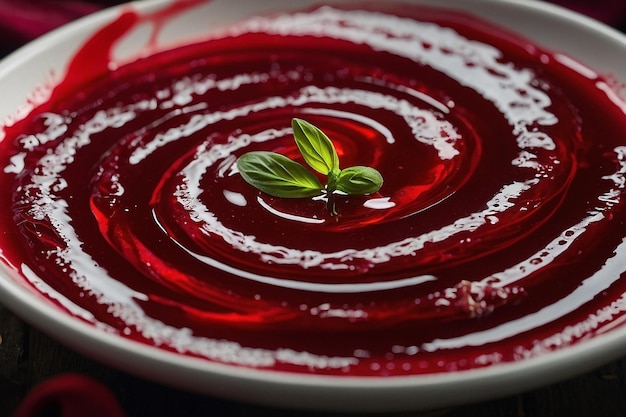 Borscht guarnito con un po' di olio d'oliva