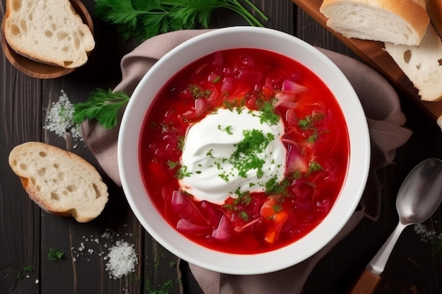 Borscht panna acida Cucina per cena Genera Ai