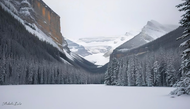 Boschi coperti di neve a Lake Louise