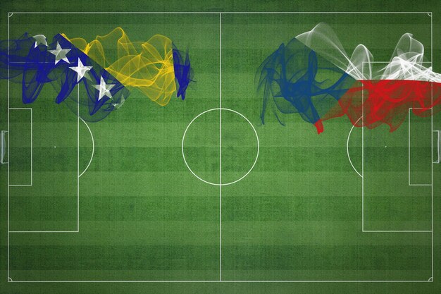 Bosnia-Erzegovina vs Repubblica Ceca Calcio Partita colori nazionali bandiere nazionali campo da calcio gioco di calcio Concetto di competizione Copia spazio