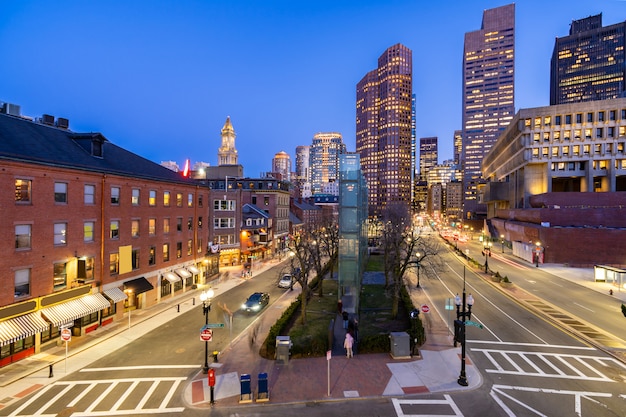 Boston Downtown cityscape sunset