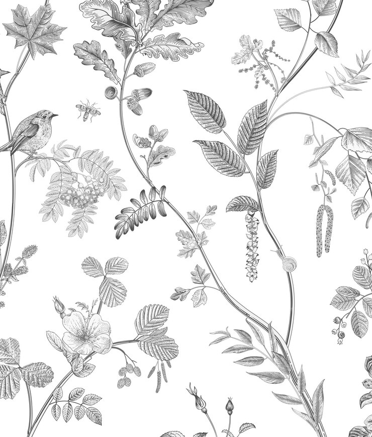 Photo botanical monochrome wallpaper