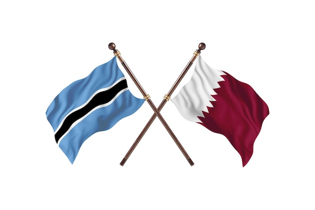 Botswana contro Qatar bandiere sullo sfondo