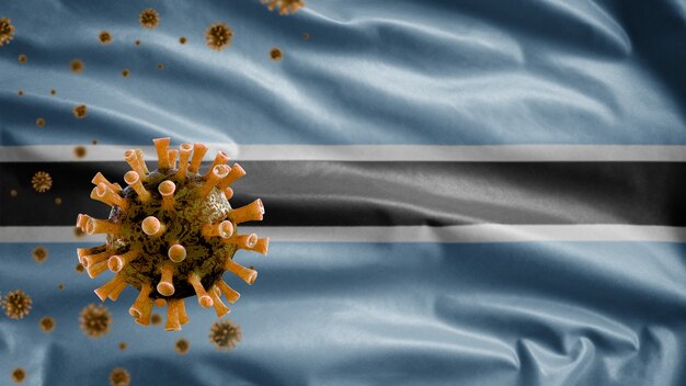 Botswana sventola bandiera e virus del microscopio del coronavirus