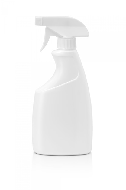 Bottiglia dello spruzzo d&#39;imballaggio in bianco isolata su fondo bianco