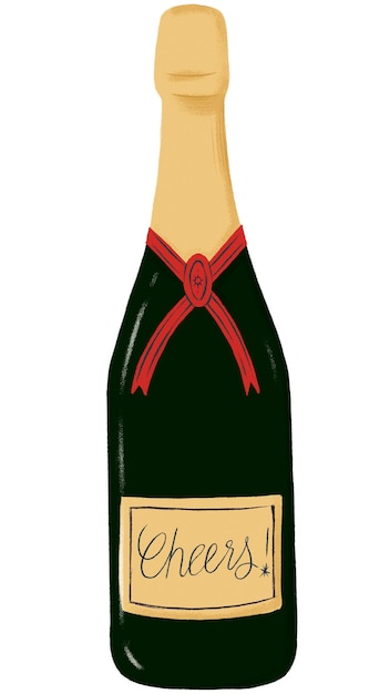 Bottiglia di champagne adesivo png celebrazione bevanda grafica sfondo trasparente