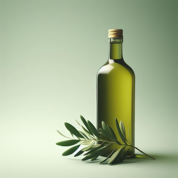bottiglia di olio d'oliva isolata su sfondo verde