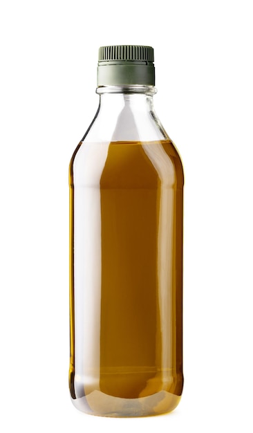 Bottiglia di olio d'oliva isolato su sfondo bianco