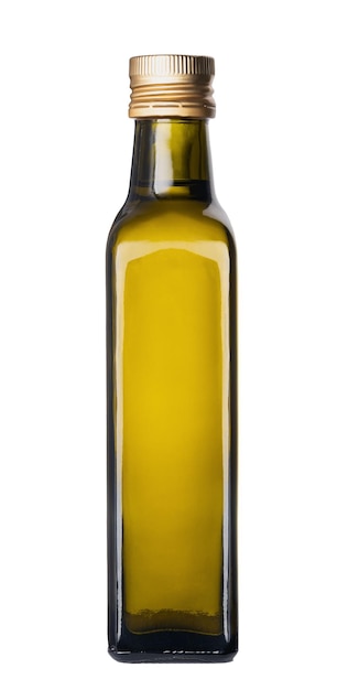 Bottiglia di olio d'oliva isolato su sfondo bianco