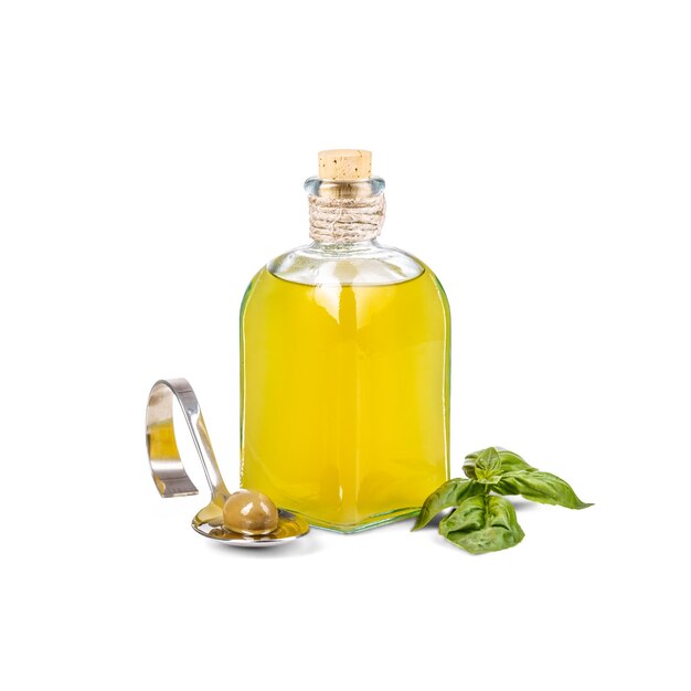 Bottiglia di vetro di olio d'oliva