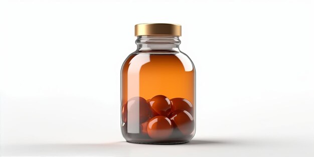 Bottiglia di vetro marrone con vitamine
