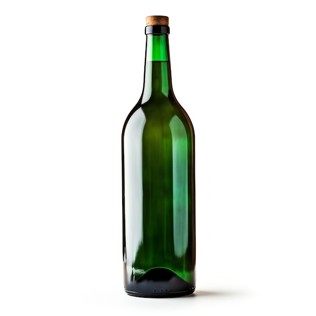 Bottiglia di vino isolata su fondo bianco.