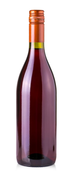 Bottiglia di vino isolata su uno sfondo bianco. Con tracciato di ritaglio