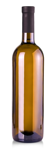 Bottiglia di vino isolata su uno sfondo bianco.