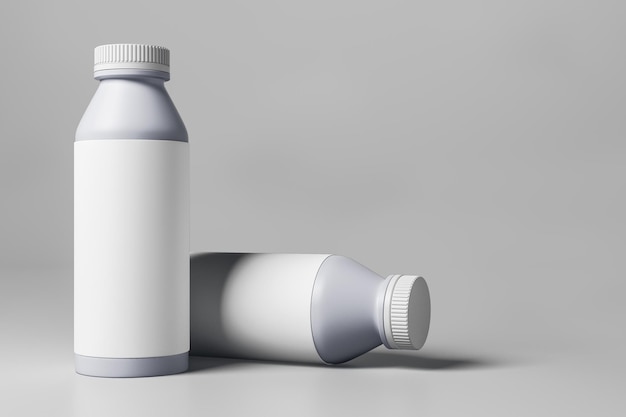 Bottiglia di yogurt bianco con etichetta vuota