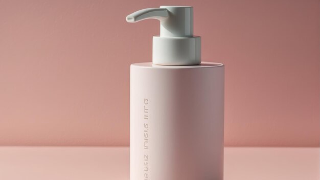 Bottiglia dispenser minimalista rosa pastello con ombre morbide