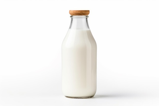 Bottiglia per il latte su sfondo bianco