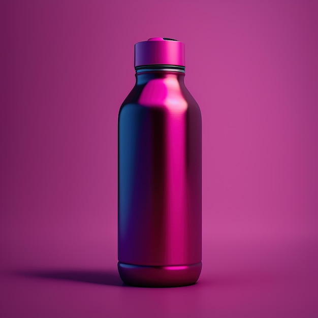 bottiglia viola magenta su sfondo magenta, design pulito e minimalista