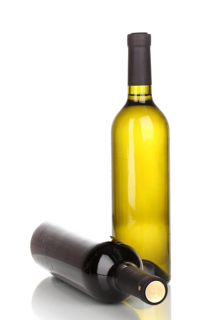 Bottiglie di ottimo vino isolate su bianco