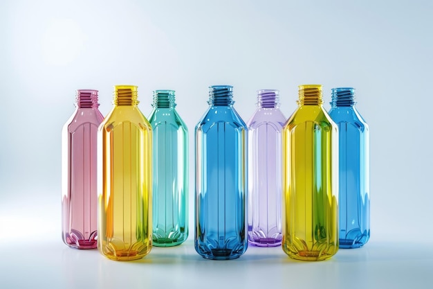 Bottiglie di plastica isolate su sfondo bianco concetto di riciclaggio