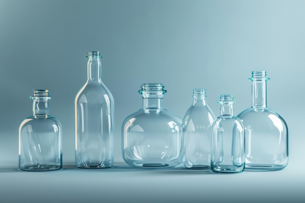 Bottiglie di vetro di varie dimensioni con e senza tappo