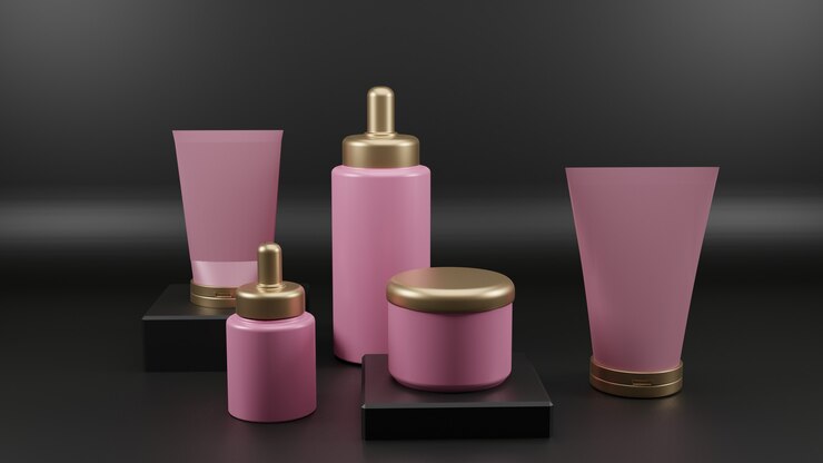 Bottiglie vuote cosmetiche che imballano rendering 3D