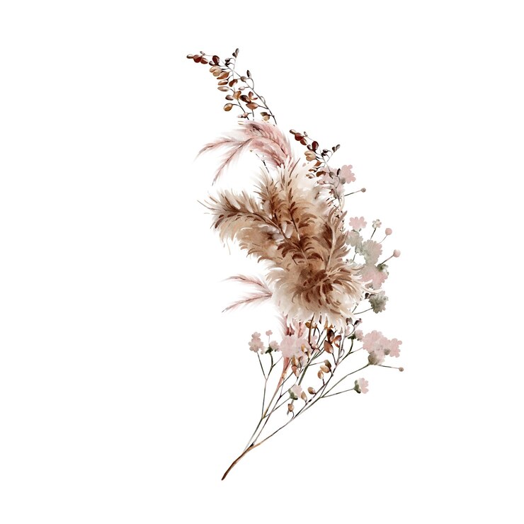 Foto bouquet d'acquerello con pampas e erbe