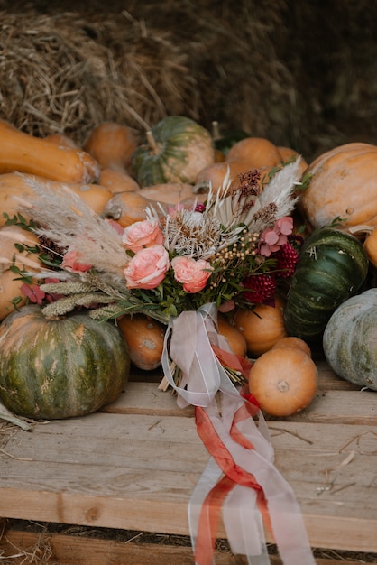 Bouquet da sposa con zucche