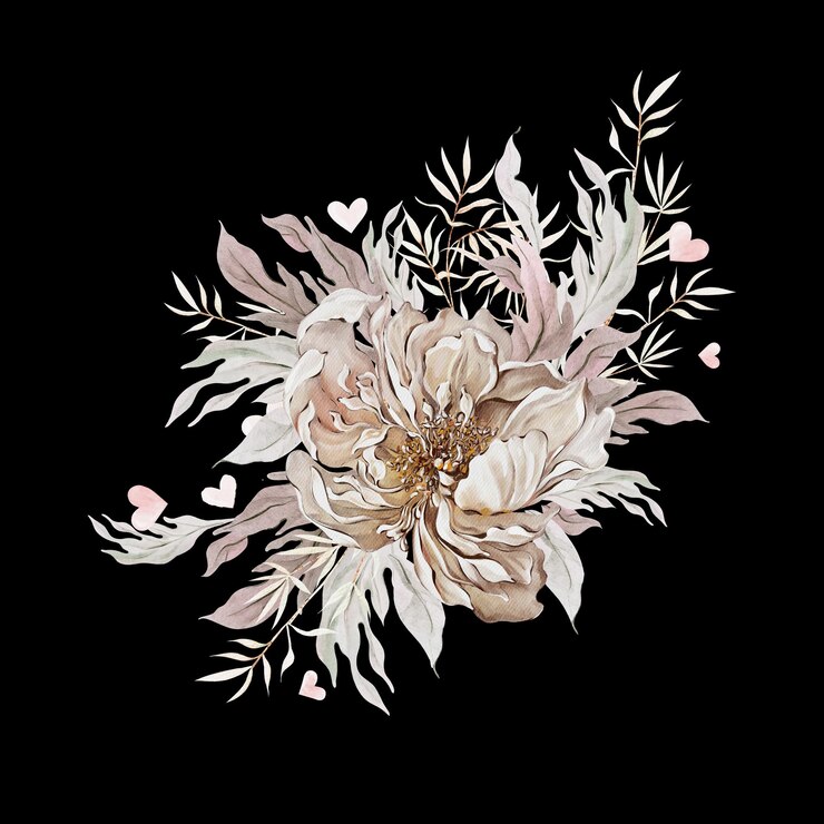 Foto bouquet di acquerelli con bellissimi fiori e foglie di rosa peonia