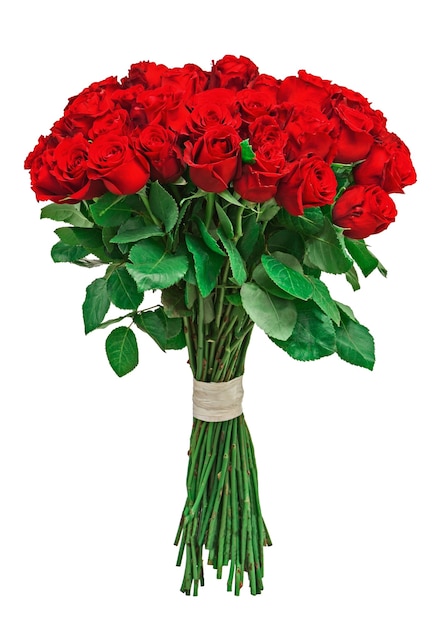 Bouquet di fiori colorati da rose rosse isolato su sfondo bianco.