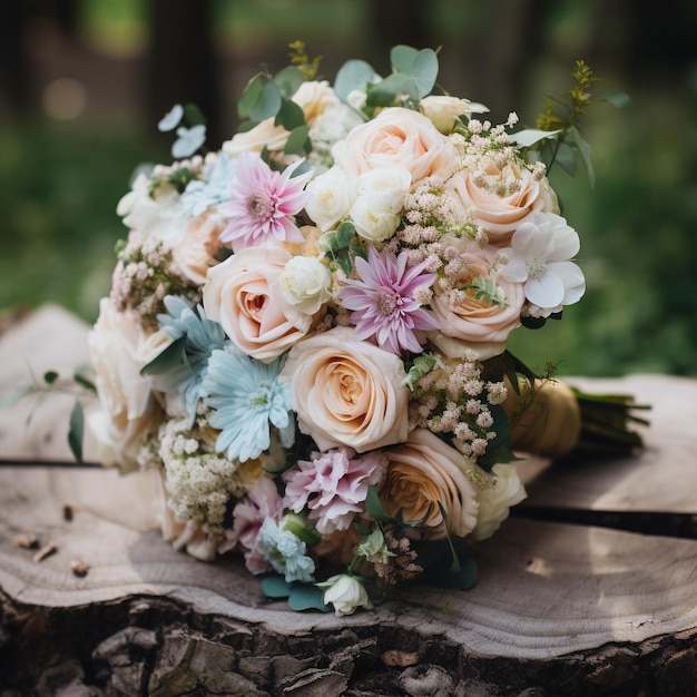 Bouquet di fiori colorati nella foresta