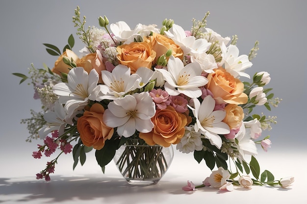 Bouquet di fiori con sfondo bianco