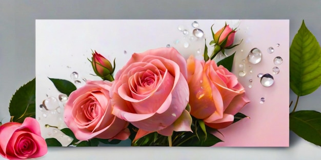 bouquet di fiori di rosa per la carta di nozze