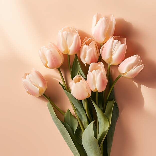Bouquet di fiori di tulipano su uno sfondo abbronzato