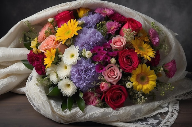 Bouquet di fiori e scialli