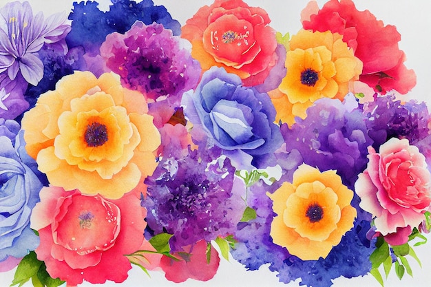 Bouquet di fiori imposta pezzi di acquerello di opere d'arte di design