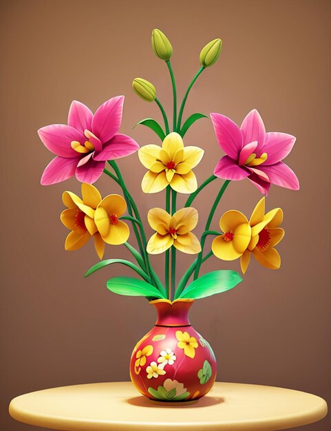 Bouquet di fiori in un vaso di ceramica isolato su uno sfondo chiaro e spazio per il tuo testo