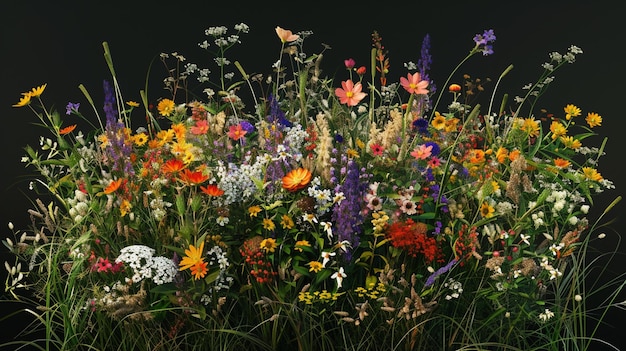 Bouquet di fiori selvatici misti Un bellissimo arrangiamento nell'erba