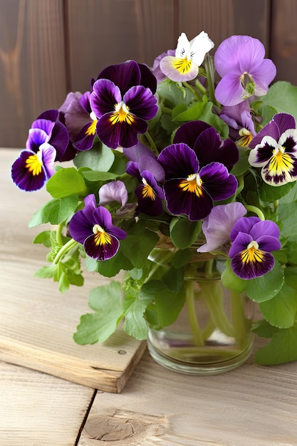 Bouquet di fiori viola del pensiero ai generativa