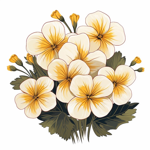 Bouquet di fiori viola del pensiero su sfondo bianco Illustrazione vettoriale