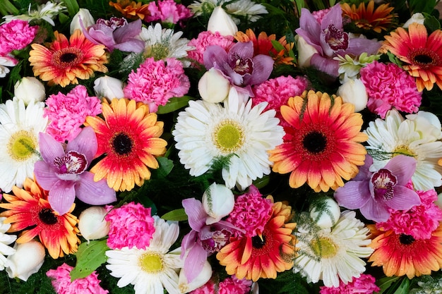 bouquet di fiori vista dall'alto