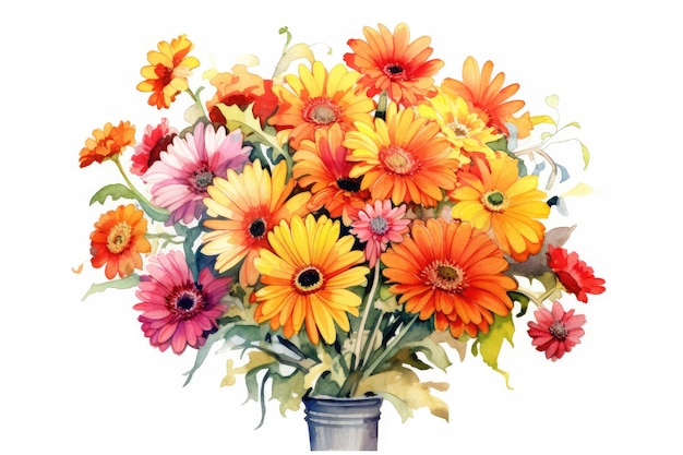 Bouquet di gerbera vibrante composizione acquerello