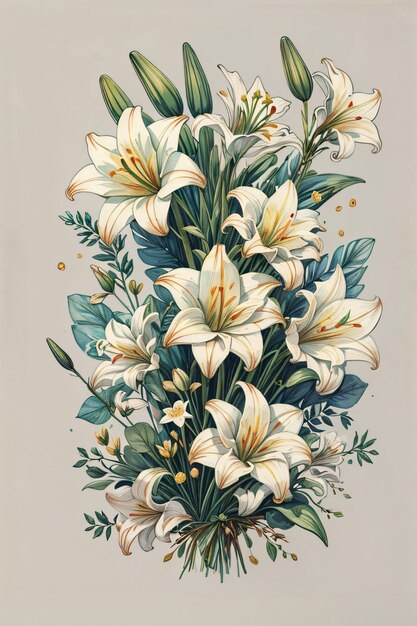 Bouquet di gigli con stile acquerello